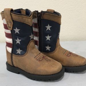Cody James Toddler Boys USA Flag Pattern Square Toe Western Boot
